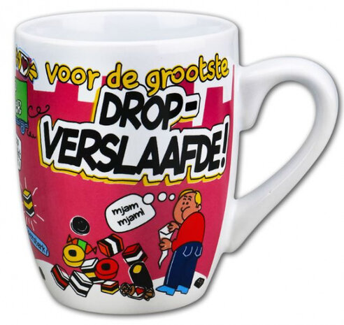 feestmok Drop Verslaafde 325 ml keramiek wit