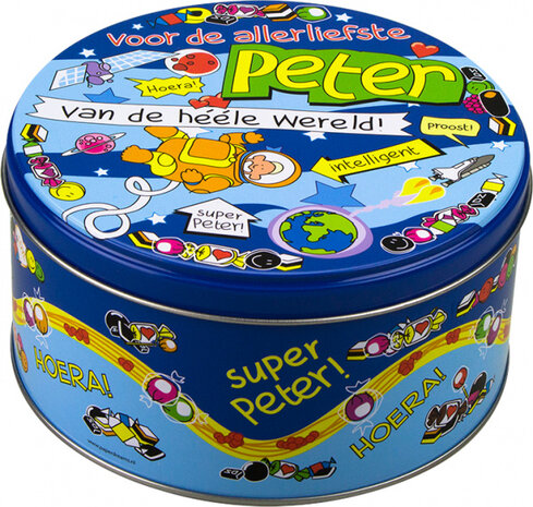 snoeptrommel peter heren 14 x 7,5 cm ijzer blauw