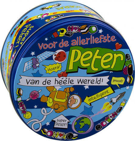 snoeptrommel peter heren 14 x 7,5 cm ijzer blauw