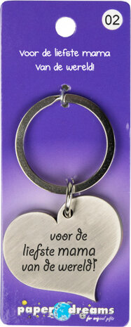 sleutelhanger Mama hart 10 x 4 cm ijzer zilver