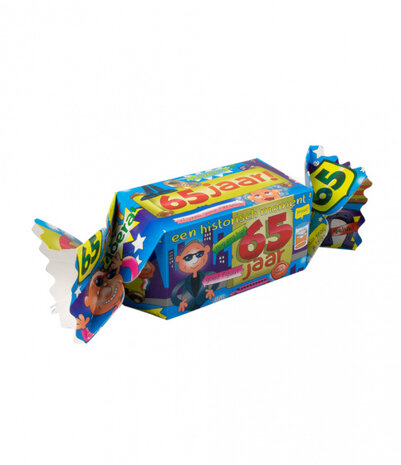 cadeauverpakking 65 jaar heren 20 cm karton blauw