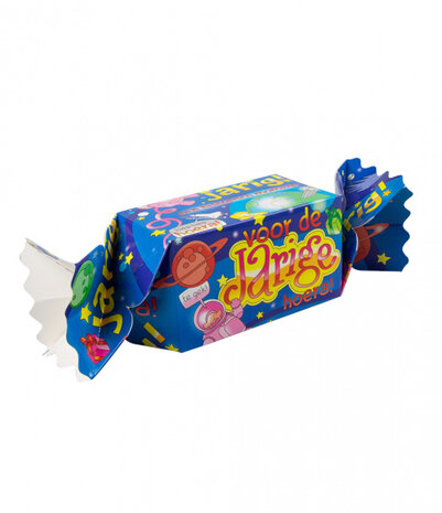 cadeauverpakking jarige 20 cm karton blauw
