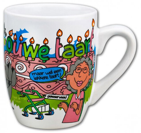 feestmok Ouwe Taart 325 ml 12 x 10 cm keramiek wit