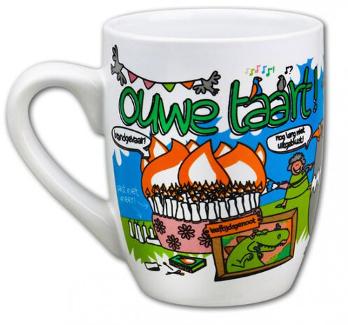 feestmok Ouwe Taart 325 ml 12 x 10 cm keramiek wit