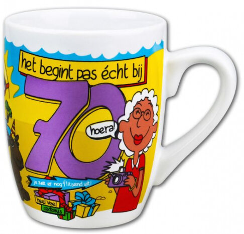 feestmok 70 Jaar 325 ml 12 x 10 cm keramiek wit