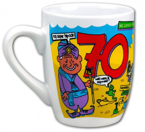 feestmok 70 Jaar 325 ml 12 x 10 cm keramiek wit