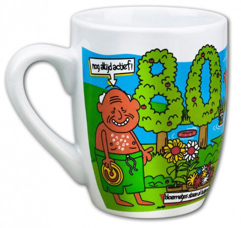 feestmok 80 Jaar 325 ml 12 x 10 cm keramiek wit