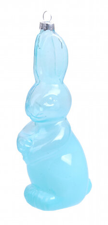 hangdecoratie paashaas mat 15,5 cm glas blauw