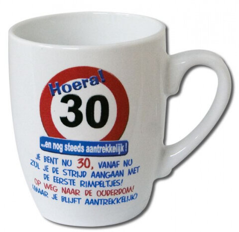 feestmok 30 Jaar 325 ml 10 x 8 cm keramiek wit