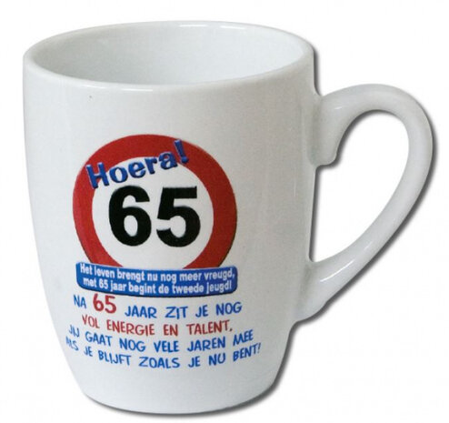 feestmok 65 Jaar 325 ml 10 x 8 cm keramiek wit