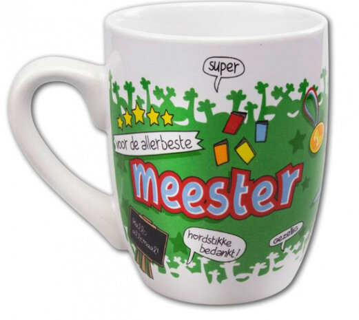 feestmok Meester 325 ml 12 x 10 cm keramiek wit