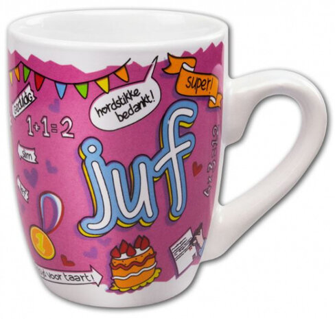 feestmok Juf 325 ml 12 x 10 cm keramiek Wit