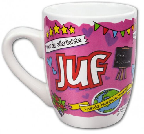 feestmok Juf 325 ml 12 x 10 cm keramiek Wit