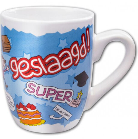 feestmok Super Geslaagd 12 x 10 cm keramiek wit