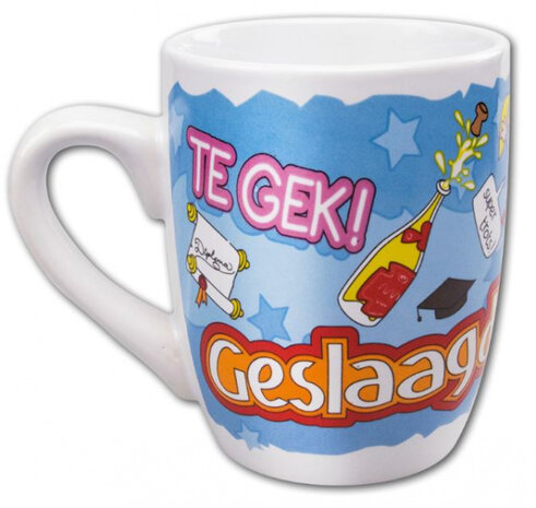 feestmok Super Geslaagd 12 x 10 cm keramiek wit