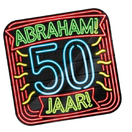 huldeschild Neon 50 Abraham 50 x 50 cm karton zwart