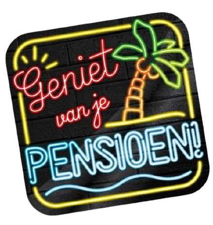 huldeschild Neon Pensioen 50 x 50 cm karton zwart