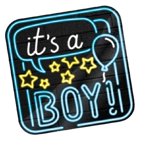 huldeschild Neon Boy 50 x 50 cm karton zwart