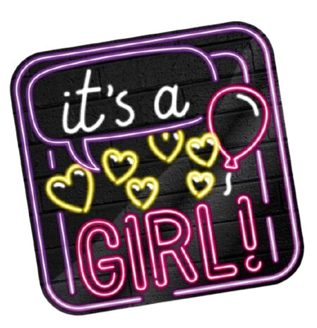 huldeschild Neon Girl 50 x 50 cm karton zwart