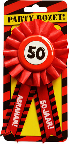 rozet Abraham 50 Jaar 15 x 8 cm polyester rood
