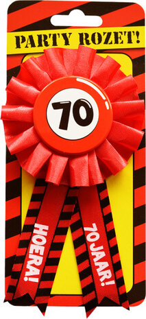 rozet Hoera 70 Jaar 15 x 8 cm polyester rood