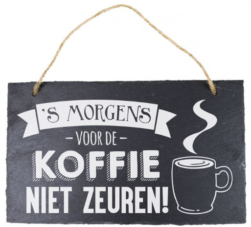 hangdecoratie Koffie 15 x 25 cm leisteen grijs