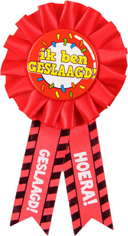 rozet Geslaagd School 15 x 8 cm polyester rood