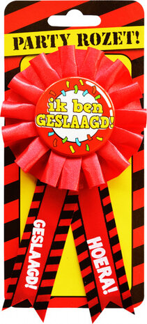 rozet Geslaagd School 15 x 8 cm polyester rood