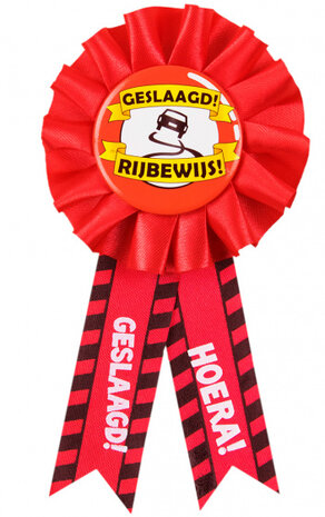rozet Rijbewijs 15 x 8 cm polyester rood