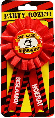 rozet Rijbewijs 15 x 8 cm polyester rood