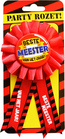 rozet Meester 15 x 8 cm polyester rood