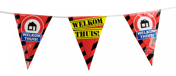 vlaggenlijn Welkom thuis 10 meter rood/zwart