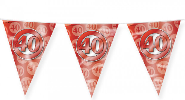vlaggenlijn 40 jaar getrouwd 10 meter rood
