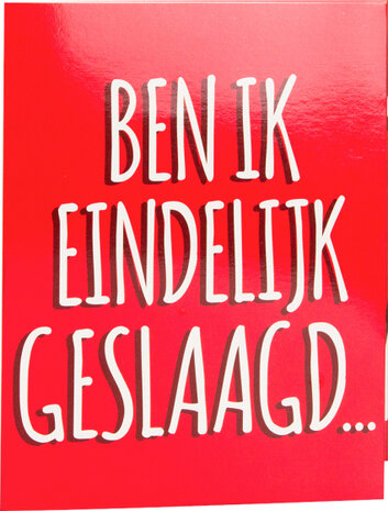 wenskaart Eindelijk geslaagd 16 x 12,5 cm rood