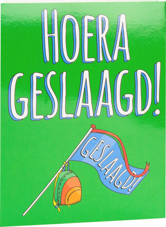 wenskaart Hoera geslaagd! 16 x 12,5 cm groen