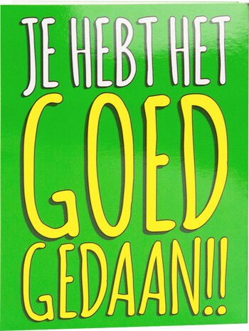 wenskaart Goed gedaan!! 16 x 12,5 cm karton groen