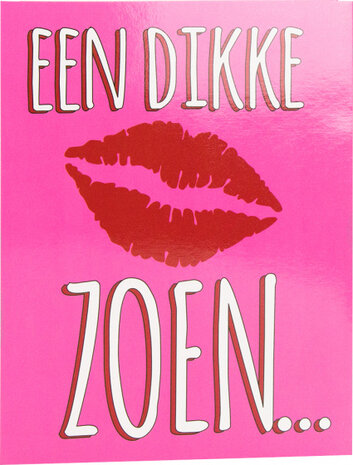 wenskaart Een dikke zoen... 16 x 12,5 cm roze