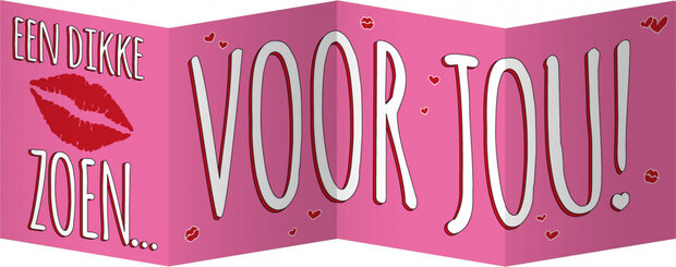 wenskaart Een dikke zoen... 16 x 12,5 cm roze