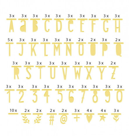 letterslinger 10 x 5 cm karton goud 147-delig