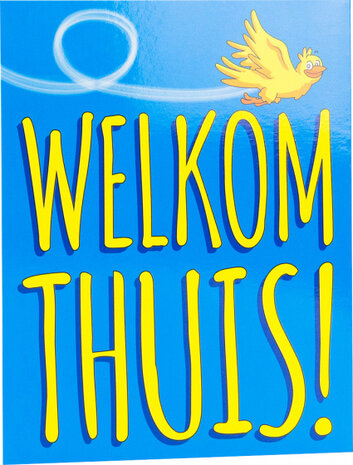 wenskaart Welkom thuis! 16 x 12,5 cm blauw