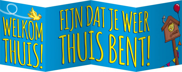 wenskaart Welkom thuis! 16 x 12,5 cm blauw