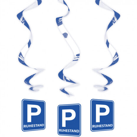 hangdecoratie Ruhestand 75 cm papier blauw/wit 3 stuks