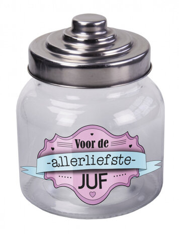 voorraadpot 800 ml Juf glas transparant