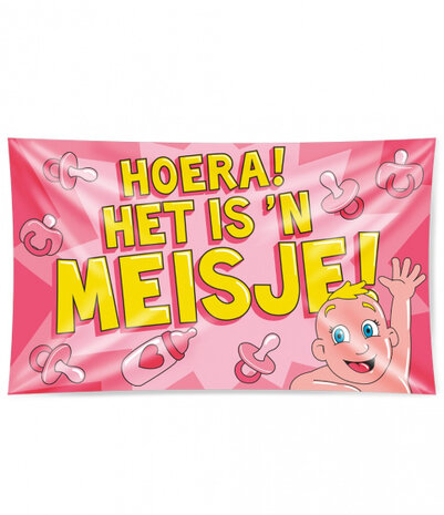 vlag geboorte meisje 150 x 90 cm roze