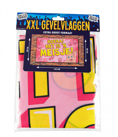 vlag geboorte meisje 150 x 90 cm roze