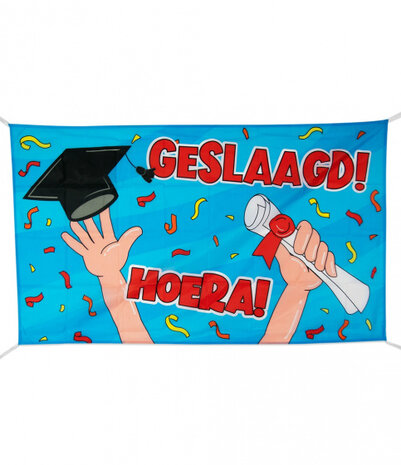 vlag geslaagd 150 x 90 cm blauw/rood