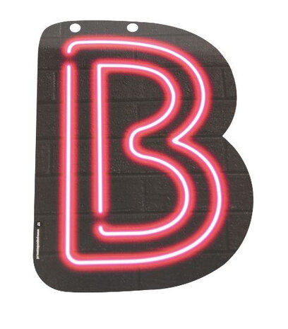 slingerletter Neon B 24 cm karton zwart/rood