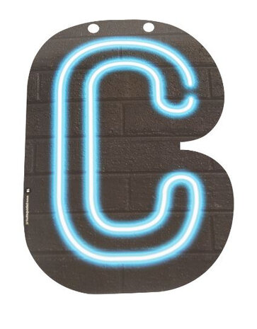 slingerletter Neon C 24 cm karton zwart/blauw
