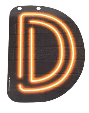 slingerletter Neon D 24 cm karton zwart/oranje