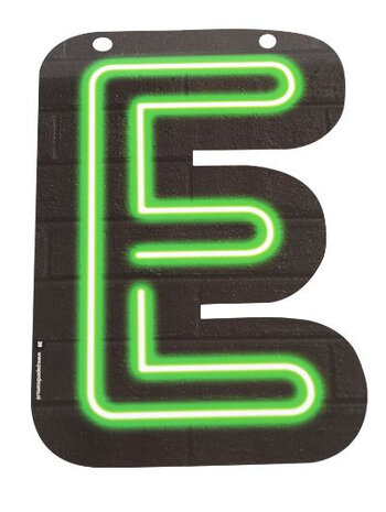 slingerletter Neon E 24 cm karton zwart/groen